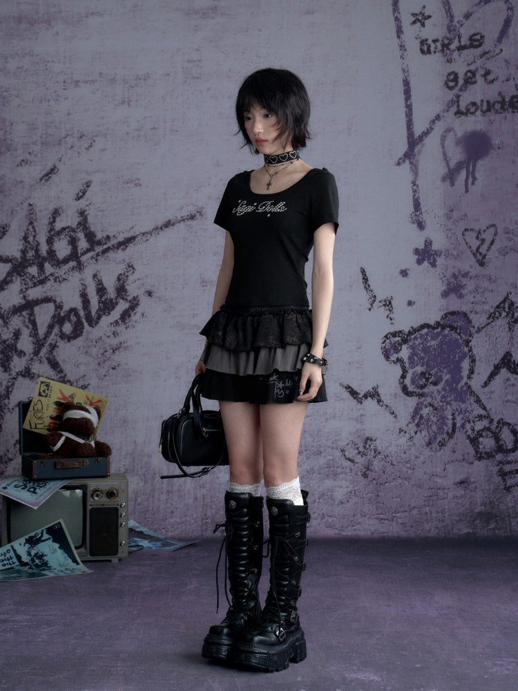 Babes Graffiti Print Cake Short Skirt【s0000013123】