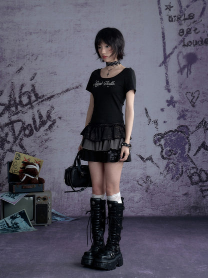 Babes Graffiti Print Cake Short Skirt【s0000013123】