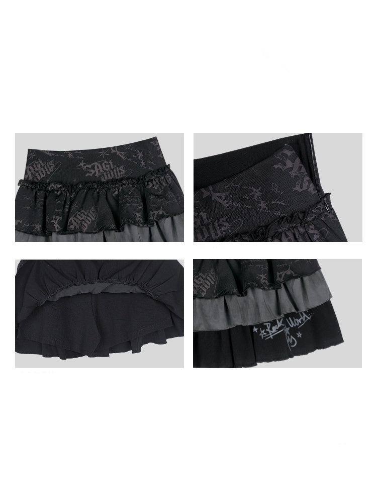 Babes Graffiti Print Cake Short Skirt【s0000013123】