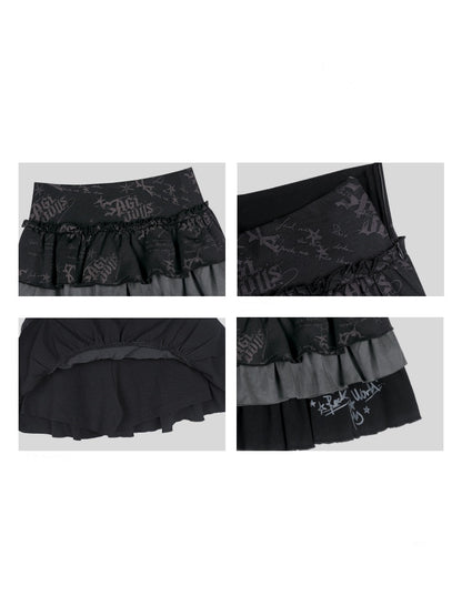 Babes Graffiti Print Cake Short Skirt【s0000013123】