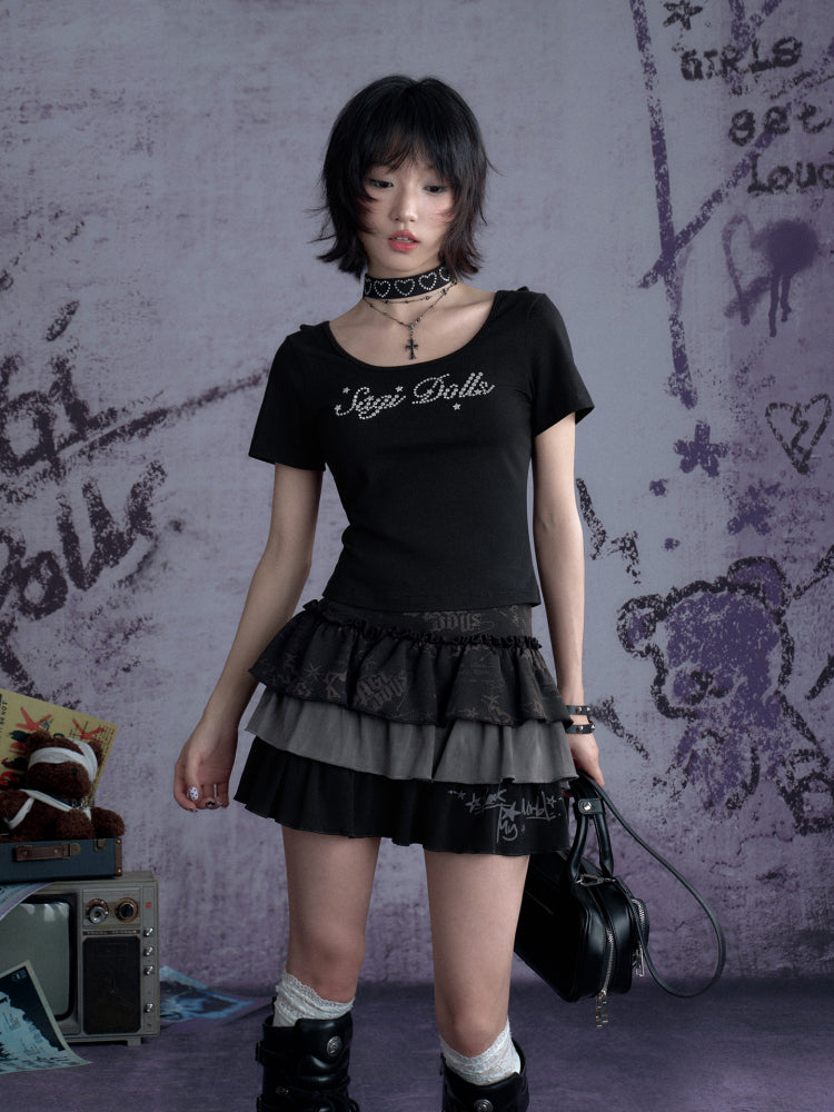 Babes Graffiti Print Cake Short Skirt【s0000013123】