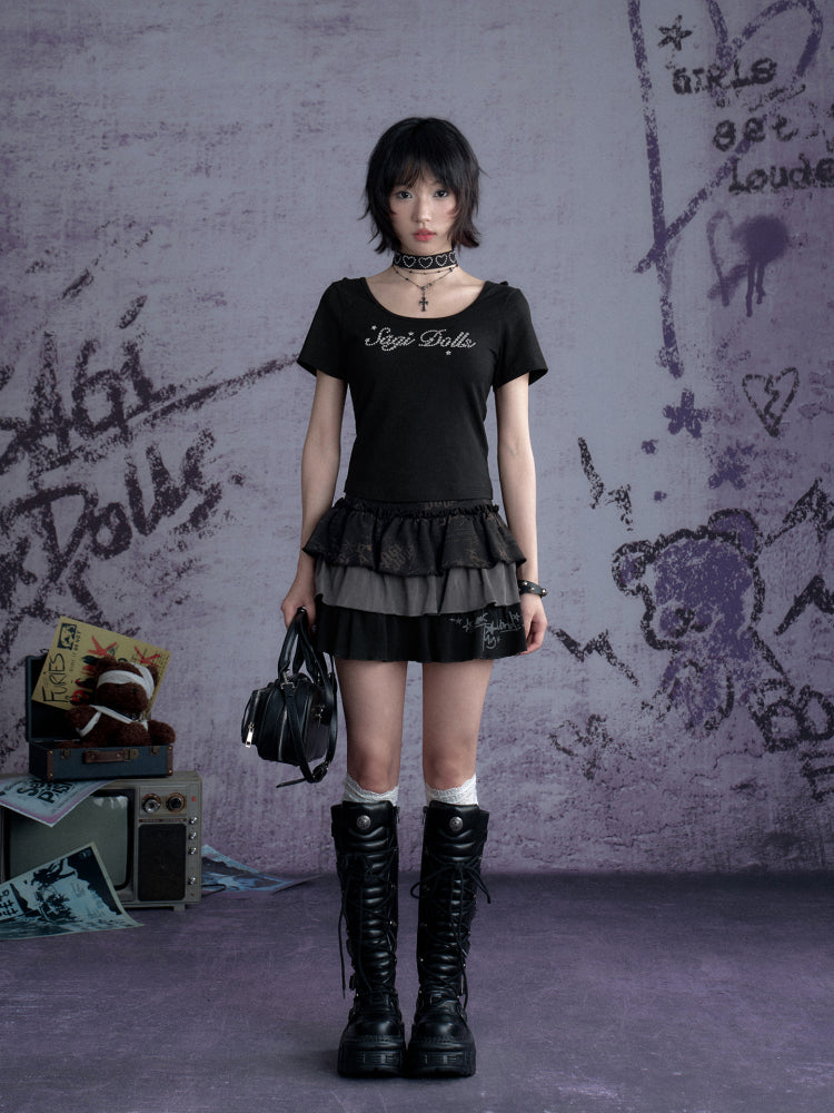 Babes Graffiti Print Cake Short Skirt【s0000013123】