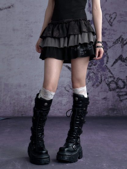 Babes Graffiti Print Cake Short Skirt【s0000013123】