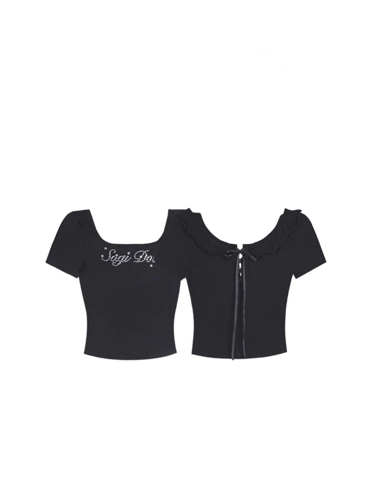 Demon Wings Back Lace-Up T-Shirt【s0000013124】