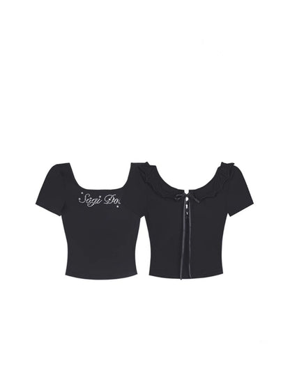 Demon Wings Back Lace-Up T-Shirt【s0000013124】