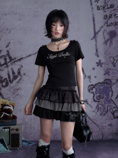 Demon Wings Back Lace-Up T-Shirt【s0000013124】