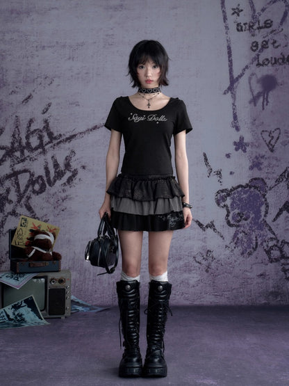 Demon Wings Back Lace-Up T-Shirt【s0000013124】