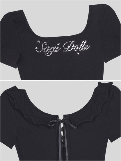 Demon Wings Back Lace-Up T-Shirt【s0000013124】