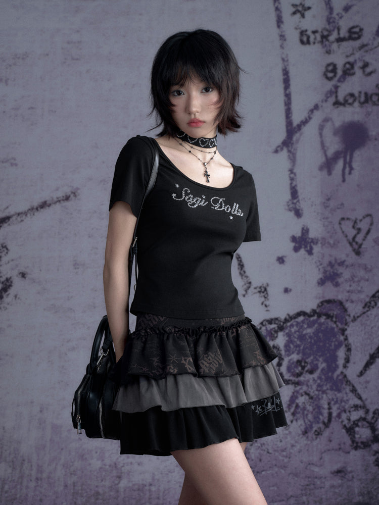 Demon Wings Back Lace-Up T-Shirt【s0000013124】