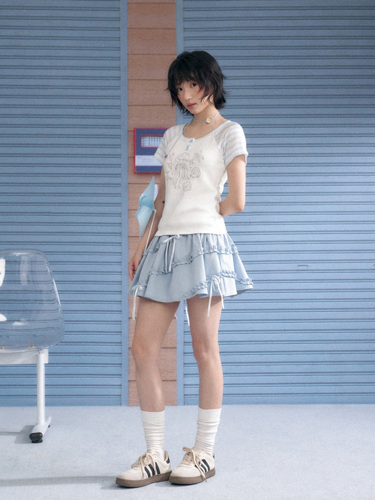 Marine Illustration Raglan Sleeve T-Shirt【s0000013125】