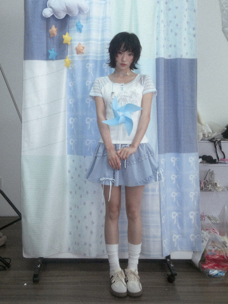 Marine Illustration Raglan Sleeve T-Shirt【s0000013125】