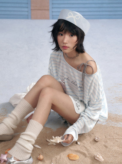 Striped Sheer Ocean Print T-Shirt & Camisole【s0000013127】