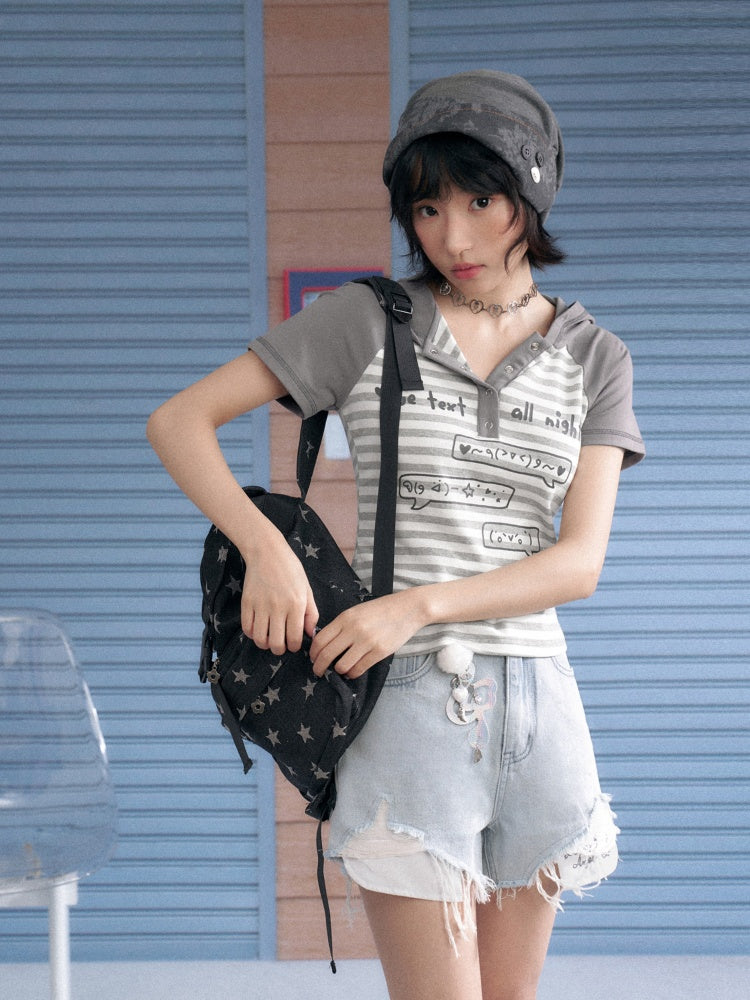 Distressed Denim Angel's Wings Shorts【s0000013128】