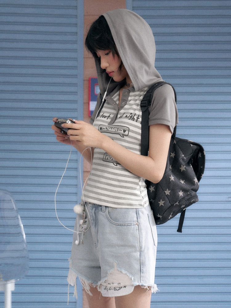 Distressed Denim Angel's Wings Shorts【s0000013128】