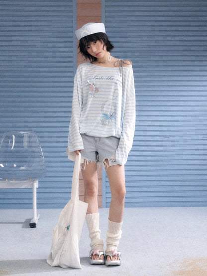 Distressed Denim Angel's Wings Shorts【s0000013128】