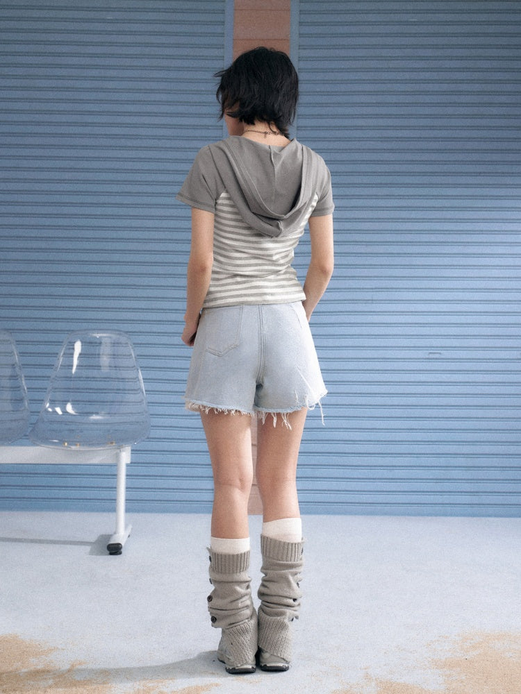 Distressed Denim Angel's Wings Shorts【s0000013128】