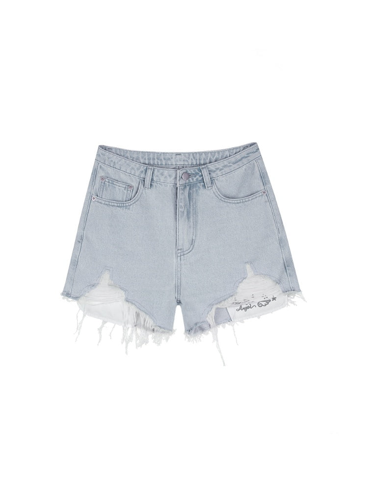Distressed Denim Angel's Wings Shorts【s0000013128】