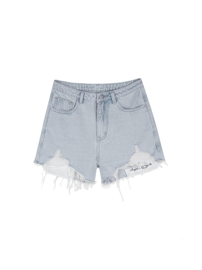 Distressed Denim Angel's Wings Shorts【s0000013128】