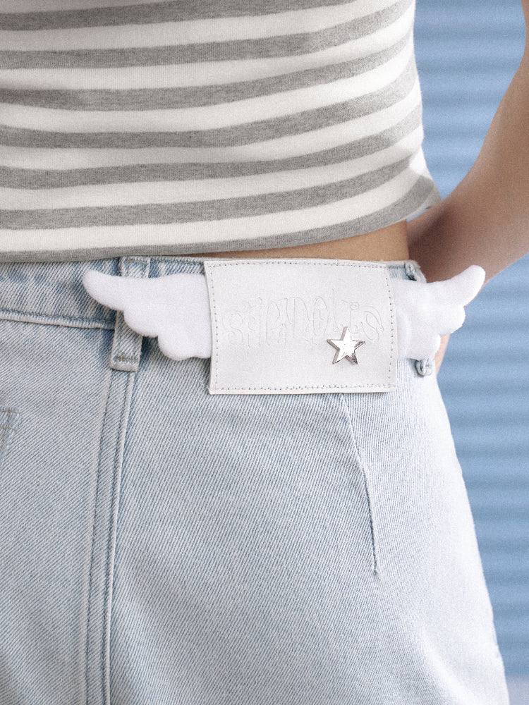 Distressed Denim Angel's Wings Shorts【s0000013128】