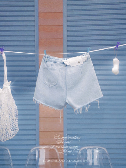 Distressed Denim Angel's Wings Shorts【s0000013128】
