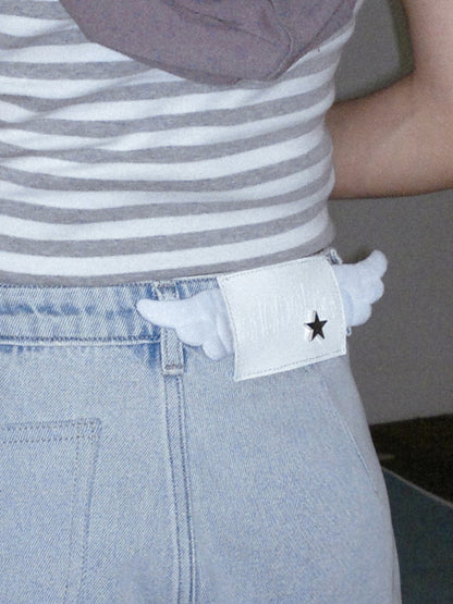 Distressed Denim Angel's Wings Shorts【s0000013128】
