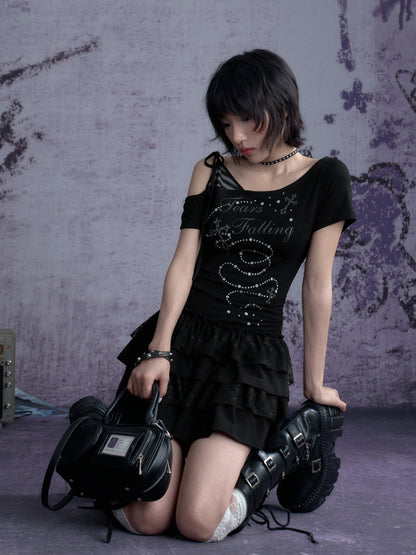 Faux Layered Off-Shoulder Tiered Ruffle Dress【s0000013129】