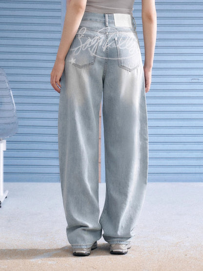 Graffiti Print Scimitar Jeans【s0000013138】
