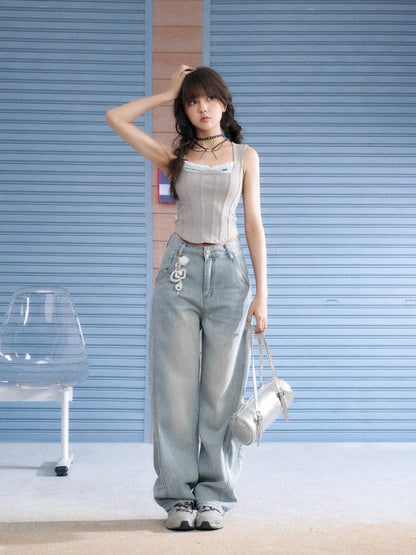 Graffiti Print Scimitar Jeans【s0000013138】