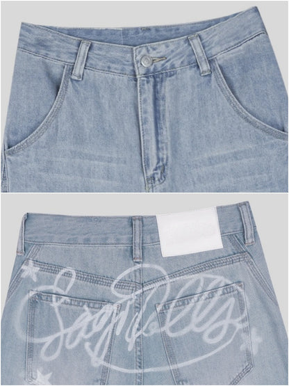 Graffiti Print Scimitar Jeans【s0000013138】