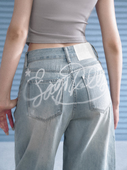 Graffiti Print Scimitar Jeans【s0000013138】