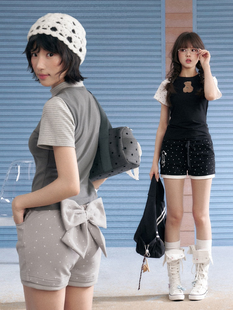 Detachable Bow Polka Dot Shorts【s0000013144】