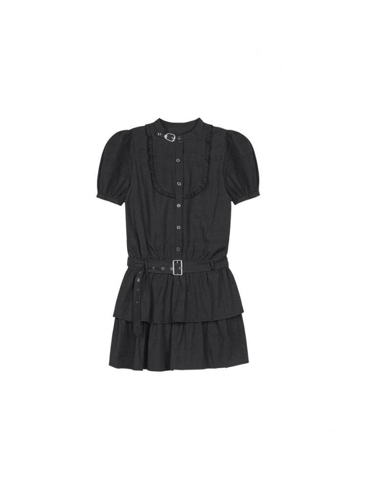 Buckle Choker Tiered Ruffle Dress【s0000013146】