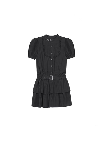 Buckle Choker Tiered Ruffle Dress【s0000013146】