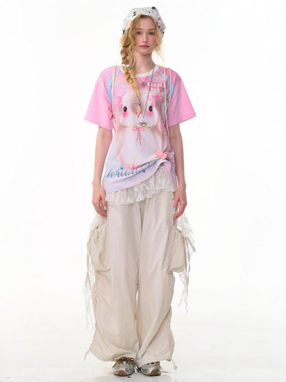Big Pocket Shirred Drawstring Wide Cargo Pants【s0000013153】
