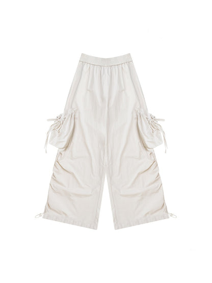 Big Pocket Shirred Drawstring Wide Cargo Pants【s0000013153】