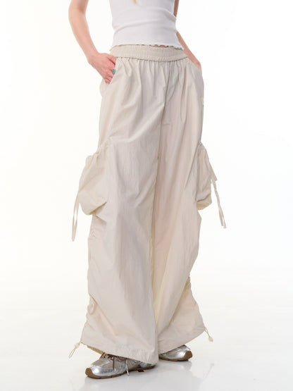 Big Pocket Shirred Drawstring Wide Cargo Pants【s0000013153】