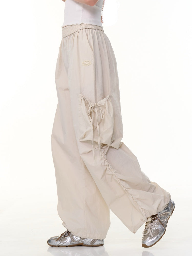 Big Pocket Shirred Drawstring Wide Cargo Pants【s0000013153】