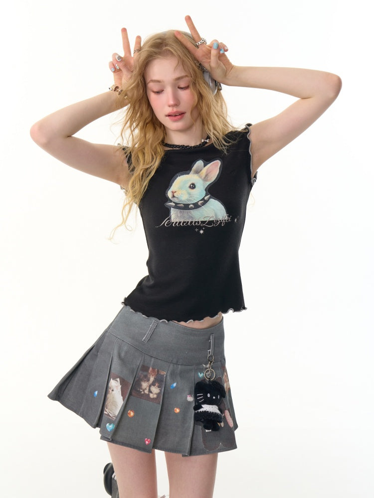 Mellow Ruffle Bunny Graphic Short Sleeve T-Shirt【s0000013155】