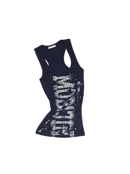 Letter Print Rivet I-Line Tank Top【s0000013387】