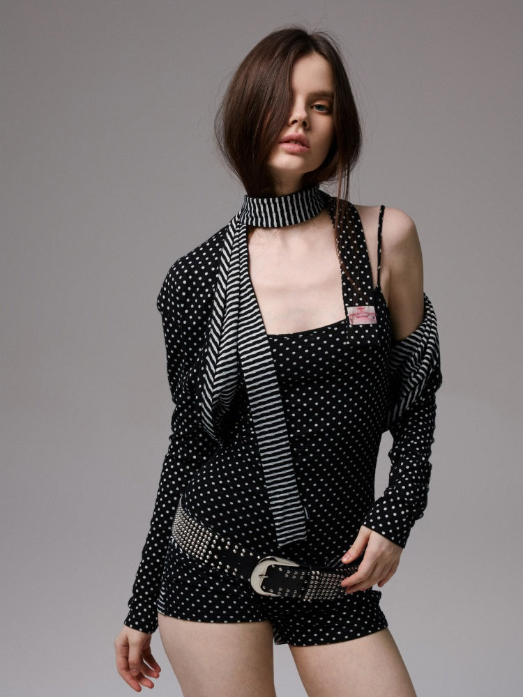 Polka Dot&Stripe Reversible Scarf【s0000013388】