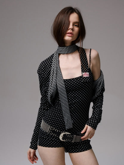 Polka Dot&Stripe Reversible Scarf【s0000013388】