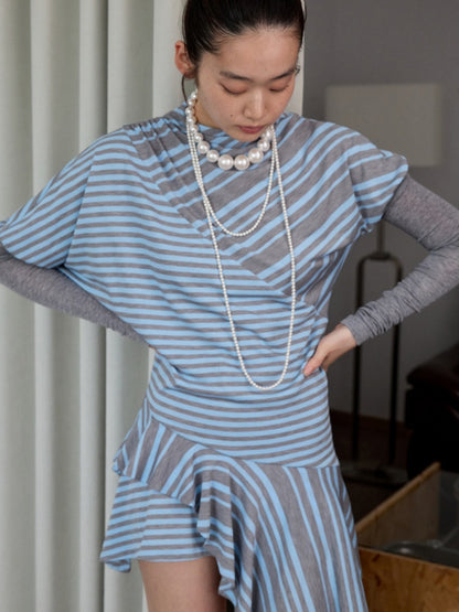 Striped Irregular Patchwork Long Sleeve Dress【s0000013391】