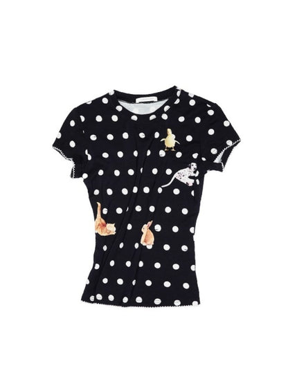 Animal Polka Dot Print Crew Neck Short Sleeve T-Shirt【s0000013393】