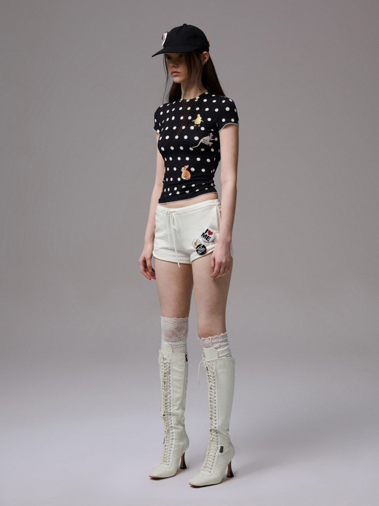 Animal Polka Dot Print Crew Neck Short Sleeve T-Shirt【s0000013393】