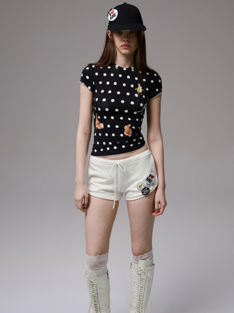 Animal Polka Dot Print Crew Neck Short Sleeve T-Shirt【s0000013393】