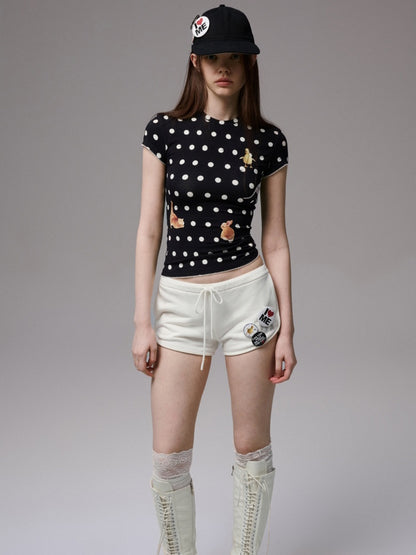 Animal Polka Dot Print Crew Neck Short Sleeve T-Shirt【s0000013393】
