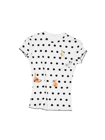 Animal Polka Dot Print Crew Neck Short Sleeve T-Shirt【s0000013393】