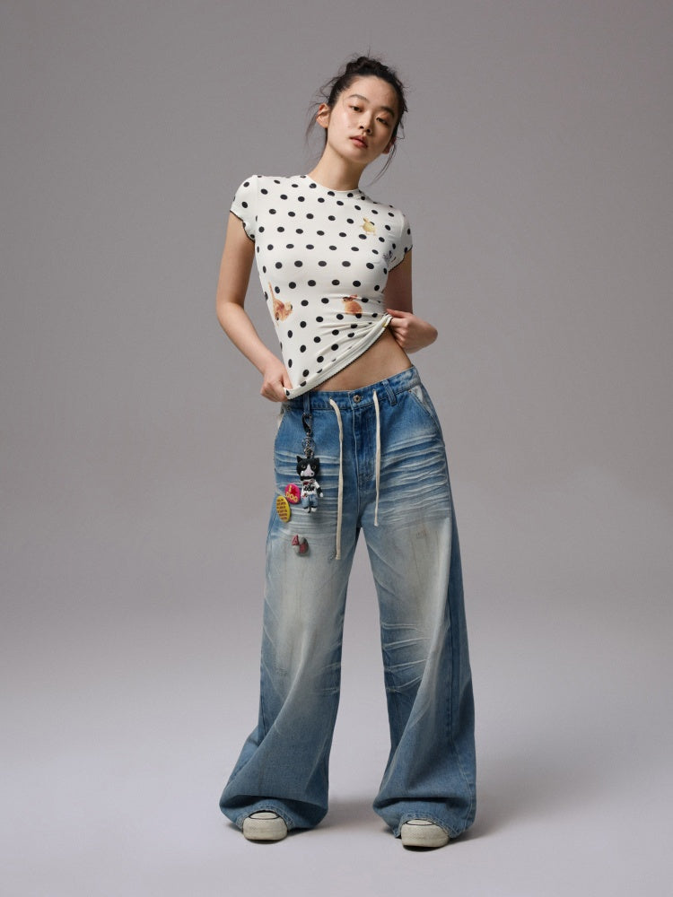 Animal Polka Dot Print Crew Neck Short Sleeve T-Shirt【s0000013393】