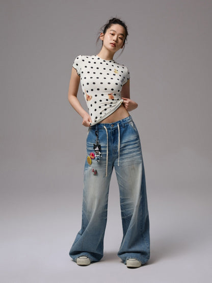 Animal Polka Dot Print Crew Neck Short Sleeve T-Shirt【s0000013393】