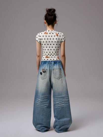 Animal Polka Dot Print Crew Neck Short Sleeve T-Shirt【s0000013393】